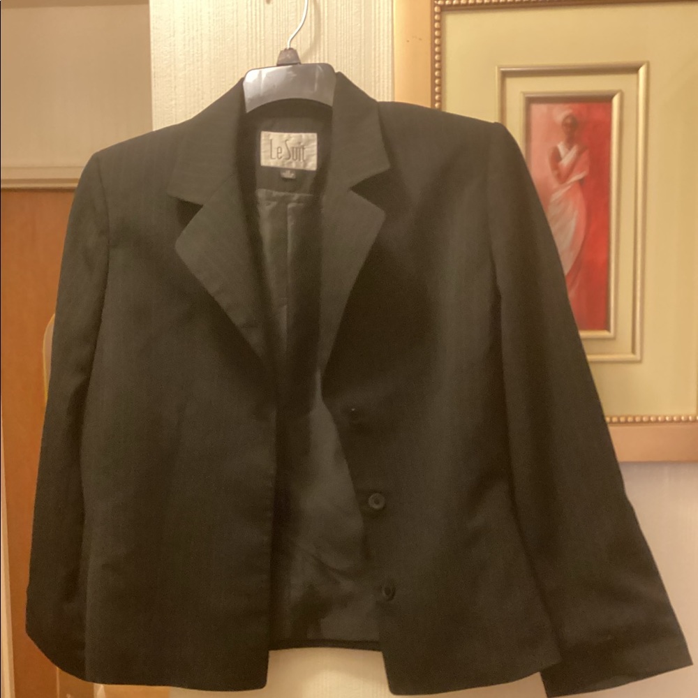 LE SUIT BLACK PINSTRIPE JACKET SZ 12.
